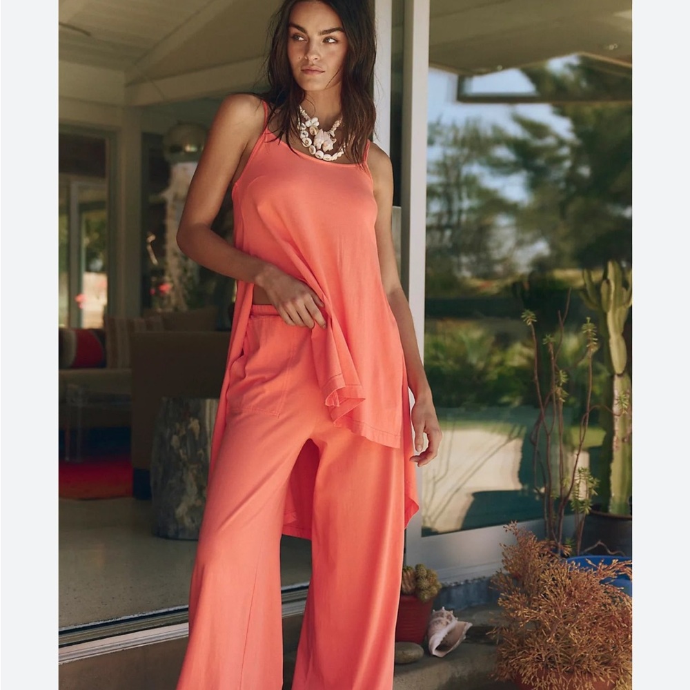 FREE PEOPLE free-est Lana Pant Set in coral size small